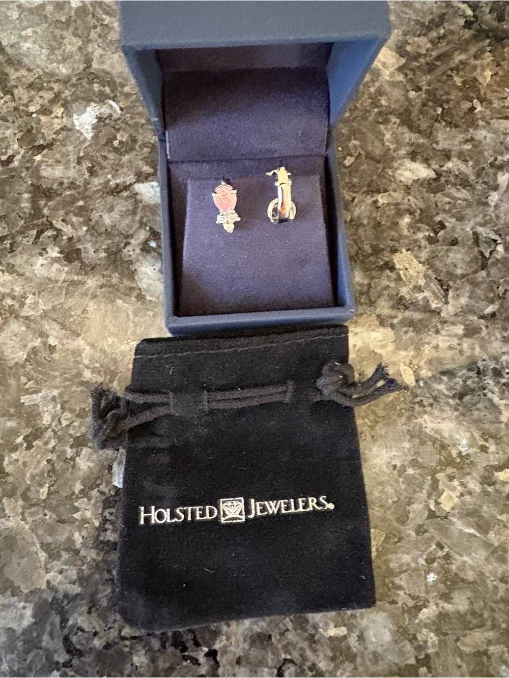 Silver and Pink Heart Drop Earrings